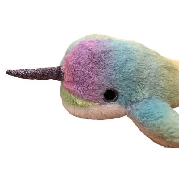 Fiesta Rainbow Tie-Dye Pastel Narwhal Whale Plush Stuffed Animal Toy 17" - Picture 3 of 6
